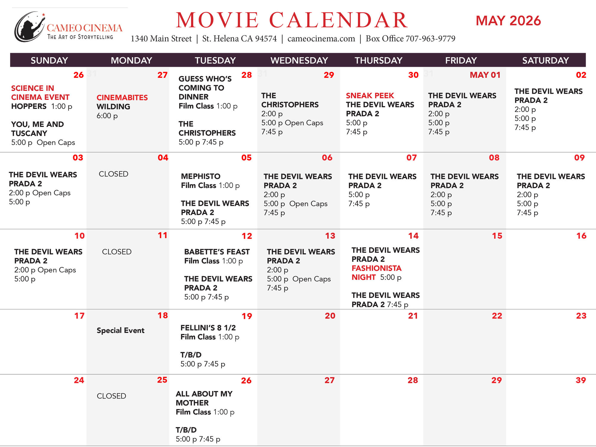 may calendar