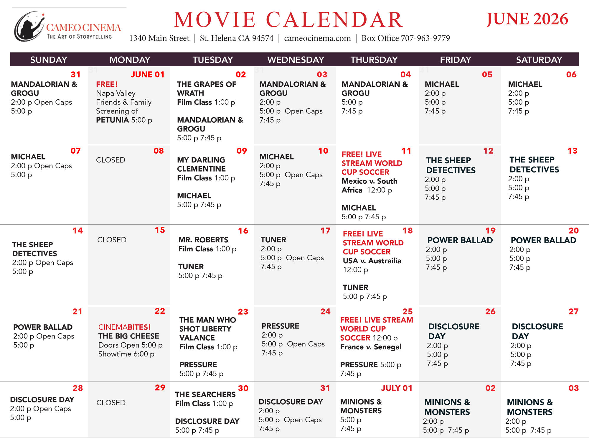 june calendar