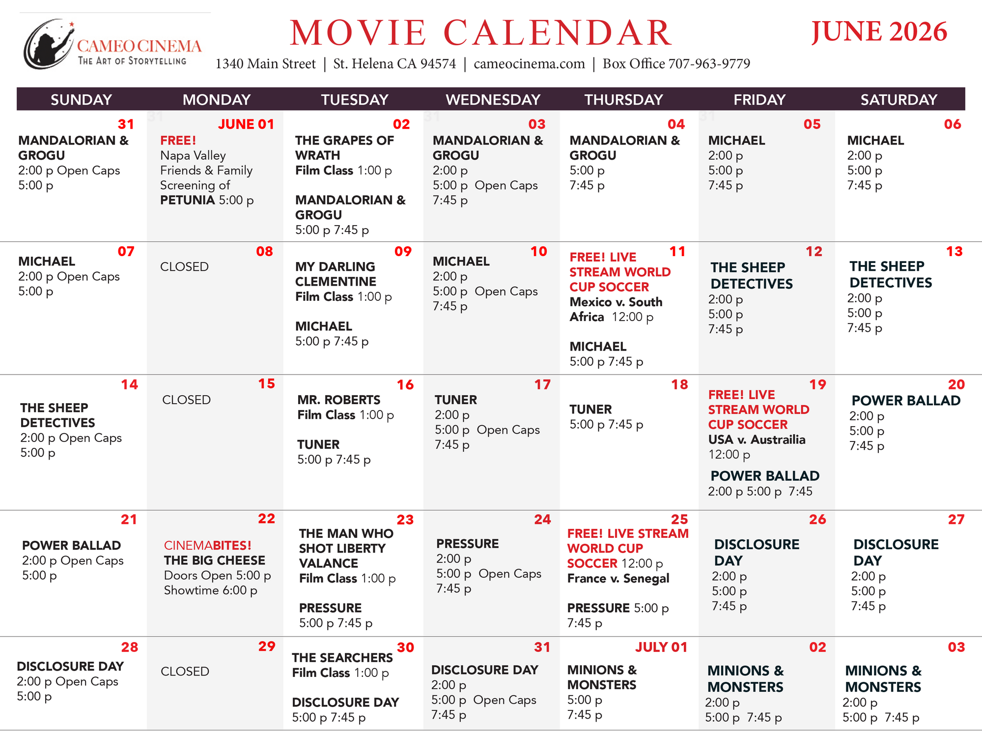 june calendar