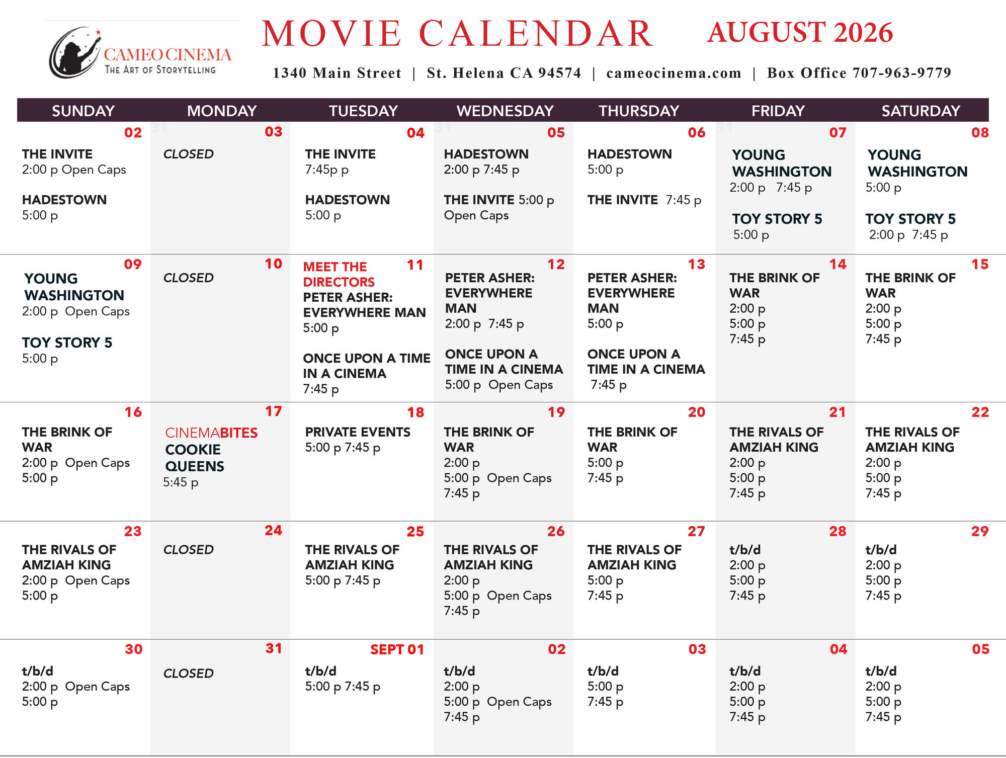 august calendar