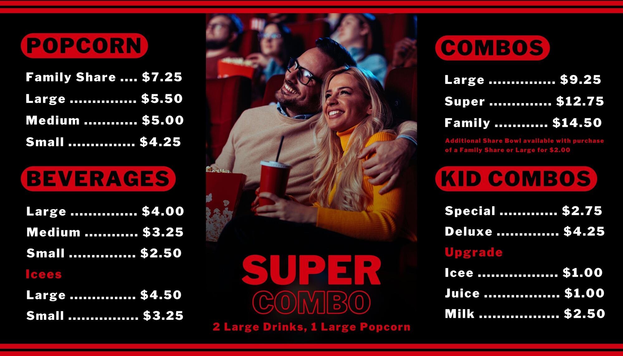 Concession menu 